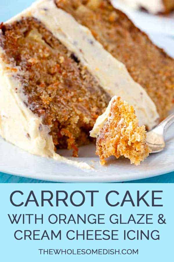 Slice of carrot cake on a plate 