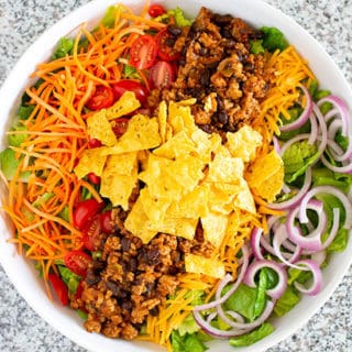 Large bowl of dinner taco salad