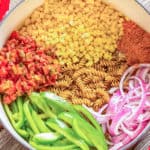 one pot southwest pasta recipe ingredients in a large pot