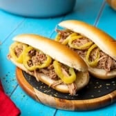 Slow Cooker Italian Beef Sandwiches on a plate