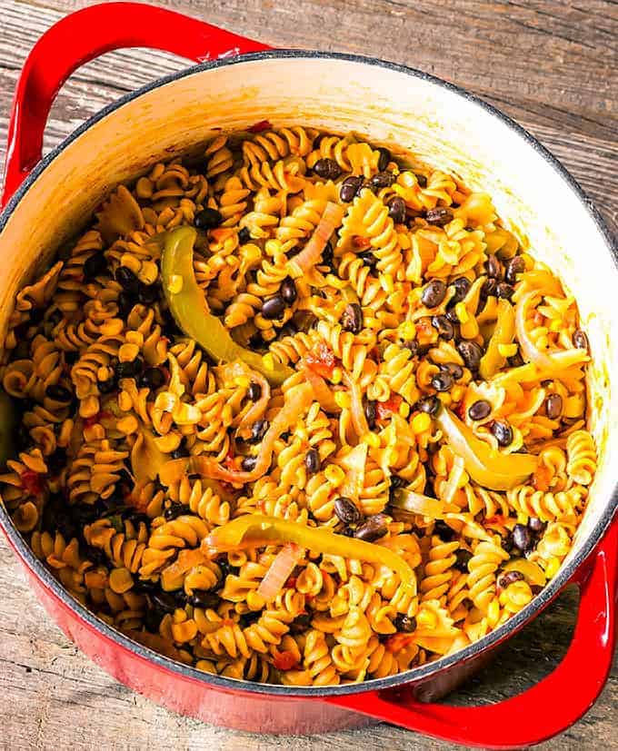 1 pot southwest pasta recipe in a large pot