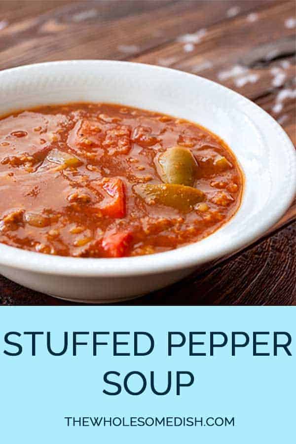 Stuffed pepper soup in a bowl