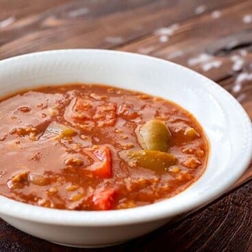 Bowl of the best stuffed pepper soup