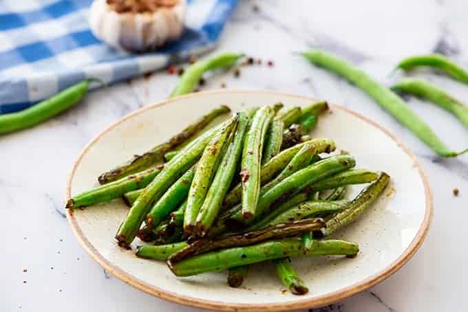 Plate of Chinese buffet green beans