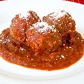 Crock Pot Meatballs with pasta sauce on a plate