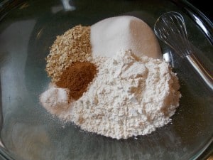 dry bread ingredients in a bowl