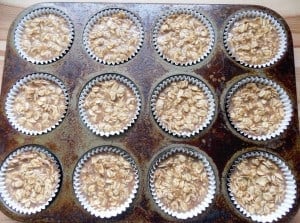 unbaked oatmeal muffins in a muffin tin