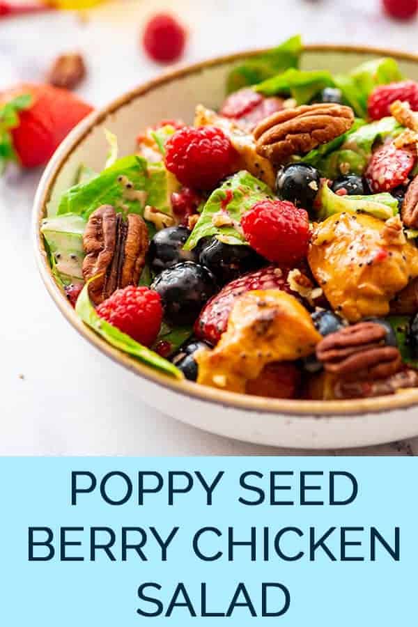 Berry Chicken Salad with Poppy Seed Dressing in a bowl