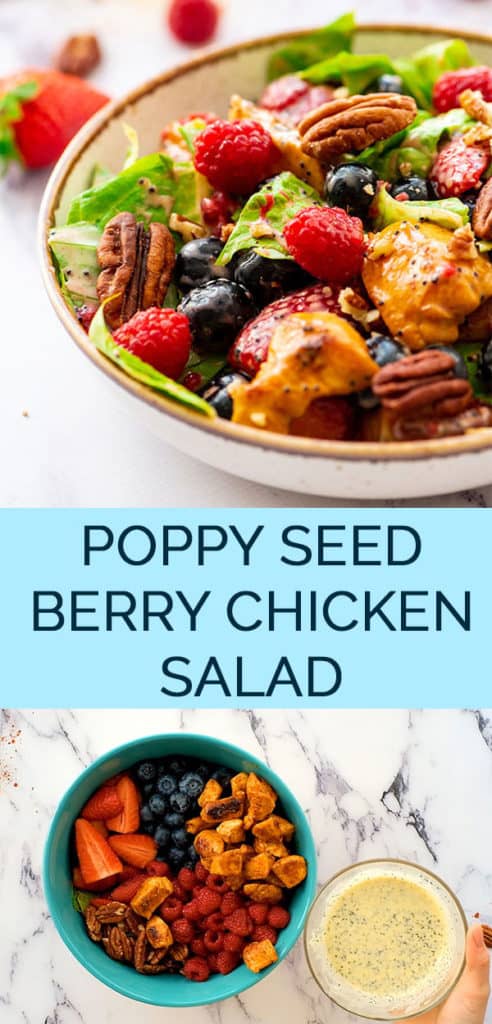 Berry Chicken Salad with Poppy Seed Dressing 2 image Pinterest Collage