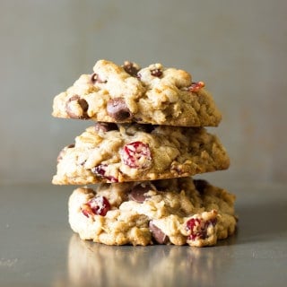 3 stacked Coconut Oil Cowboy Cookies