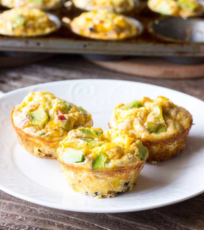 3 Mexican Breakfast Cups on a white plate