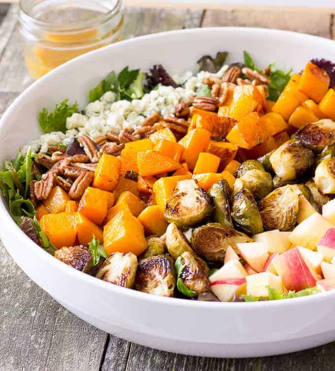 Roasted Butternut Squash & Brussels Sprouts Harvest Salad with Maple ...