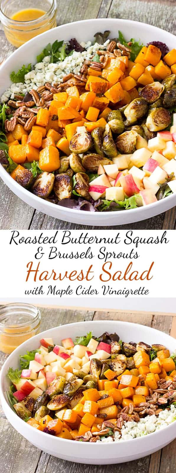 Roasted Butternut Squash & Brussels Sprouts Harvest Salad with Maple Cider Vinaigrette