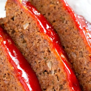 Best Meatloaf with ketchup glaze - 3 slices