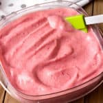 dish full of banana strawberry fro yo