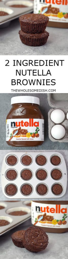 4 image collage with text showing 2 Ingredient Nutella Brownies
