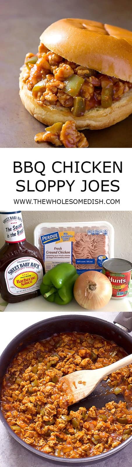 BBQ Chicken Sloppy Joes are sautéed veggies and ground chicken coated in sweet and tangy BBQ sauce. This easy dinner is ready in minutes and only needs a few ingredients. #easy #recipe #sloppyjoes