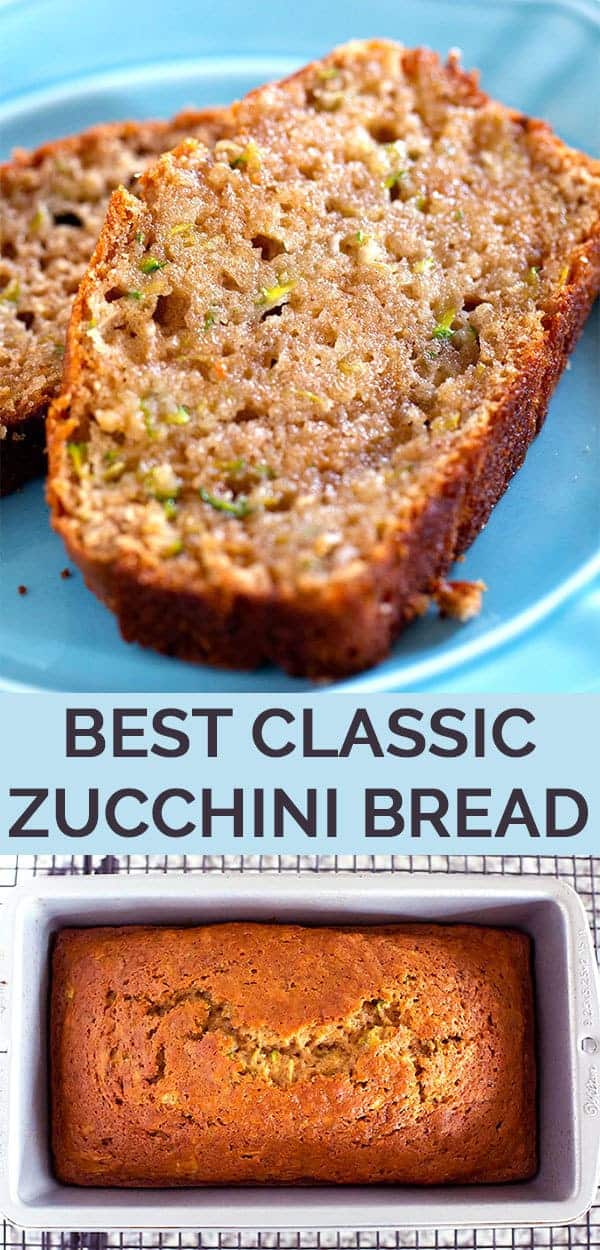 The Best Classic Zucchini Bread - This easy zucchini bread recipe is sweet & incredibly moist because it's made with applesauce & more zucchini & sugar than most recipes. #zucchini #zucchinibread #zucchinirecipes #easyzucchinibread #bestzucchinibread