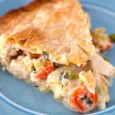 Slice of the best homemade chicken pot pie