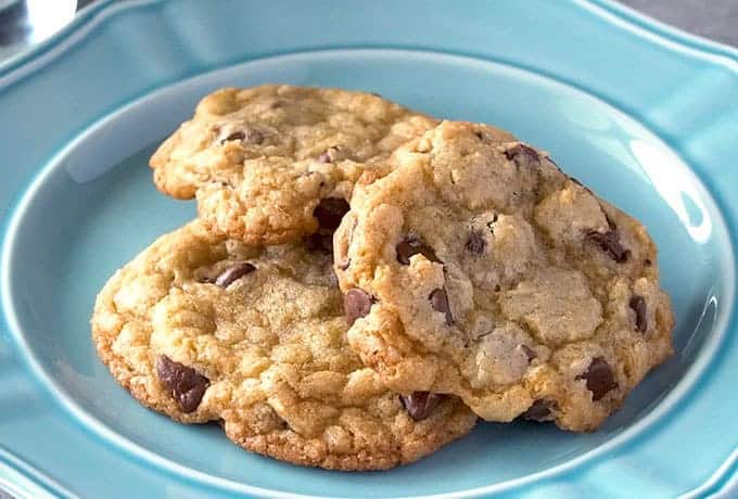 3 of the best homemade chocolate chip cookies on a plate