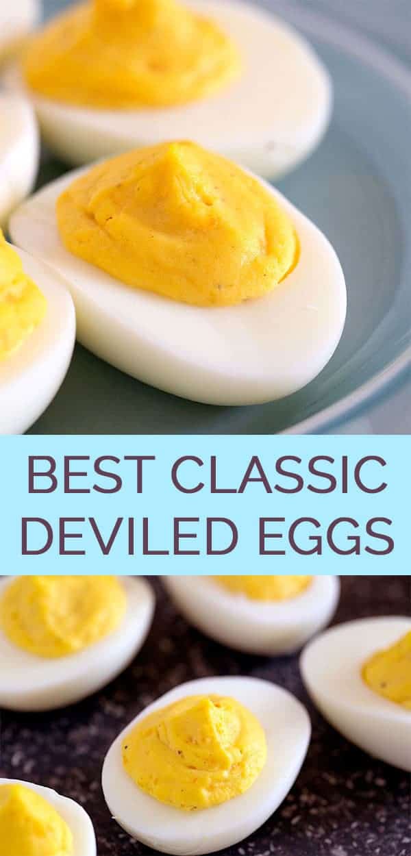 The Best Classic Deviled Eggs Recipe - This easy deviled egg recipe only calls for 5 ingredients and makes the best deviled eggs ever! #deviledeggs #deviledeggrecipe #eggrecipes #bestdeviledeggs #thewholesomedish