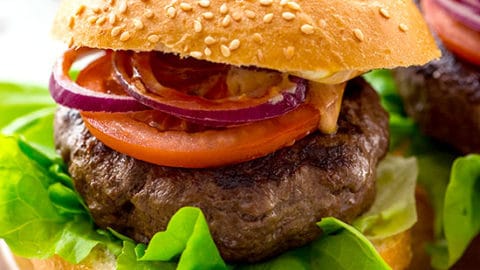 The best classic burger recipe on a bun with traditional hamburger toppings