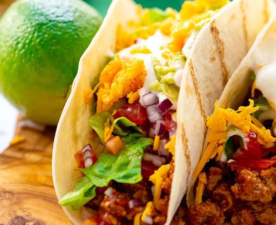 homemade tacos with classic taco toppings