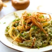 Classic green bean casserole on a plate