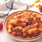 Bowl full of easy baked ziti