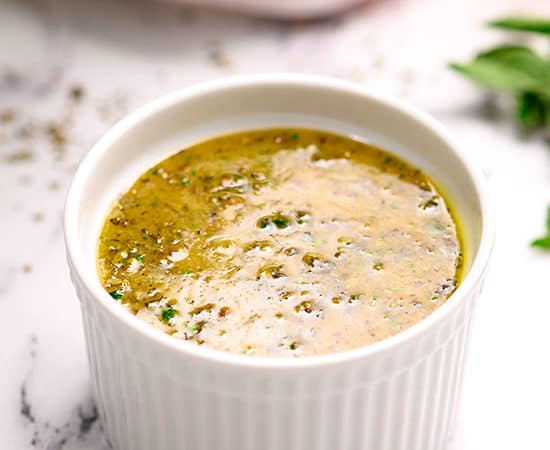 Garlic & Herb Vinaigrette Dressing in a serving bowl