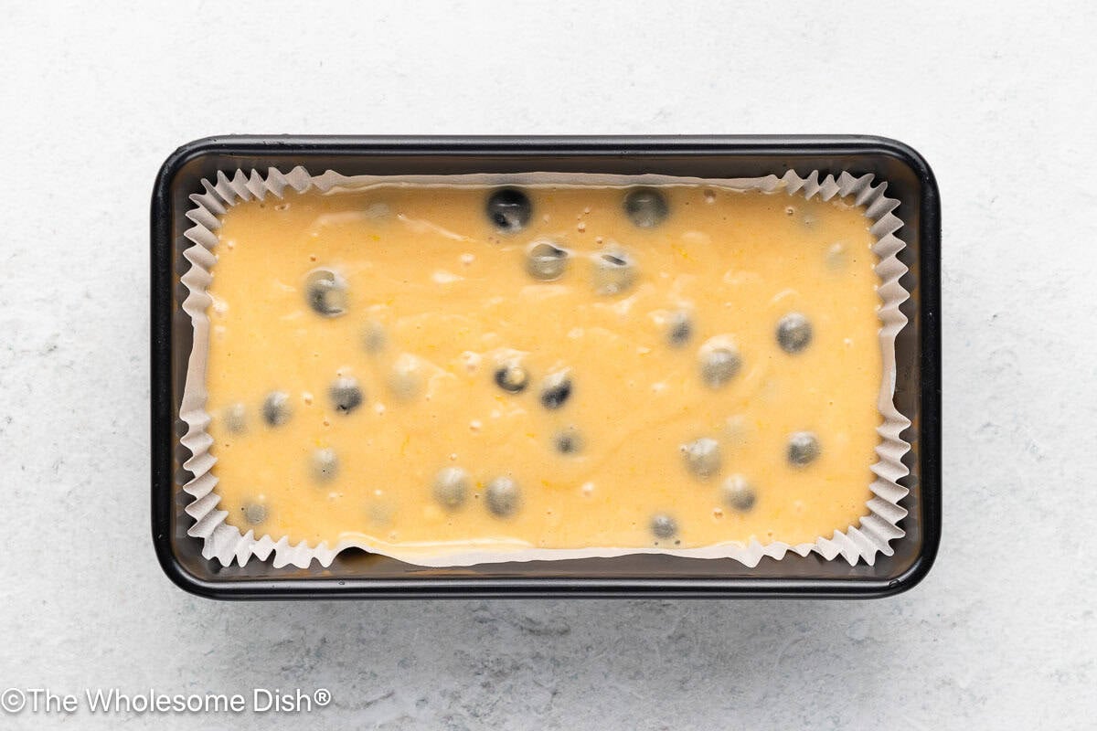 The batter was transferred to a loaf pan.