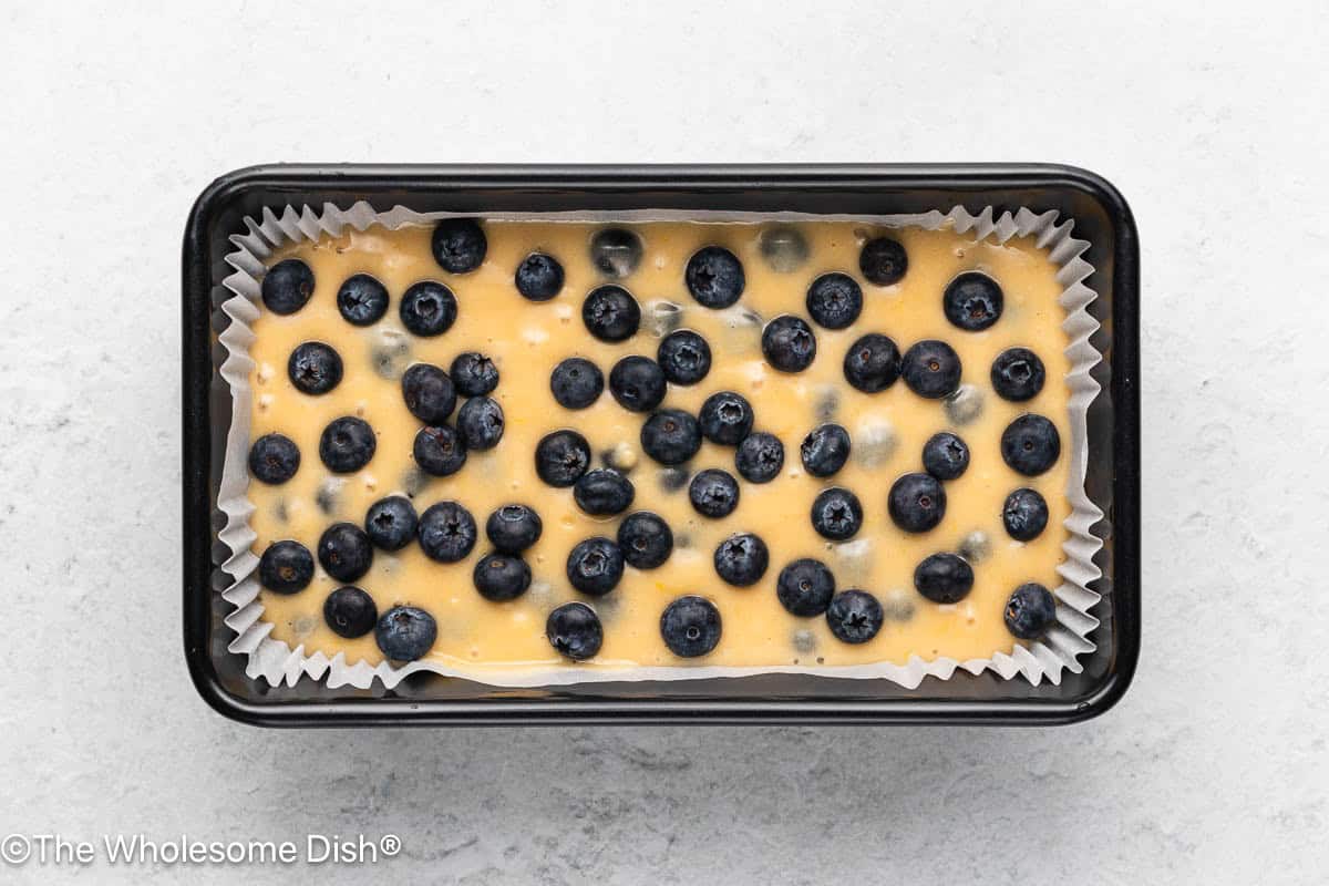 Blueberries were added on top of the batter.
